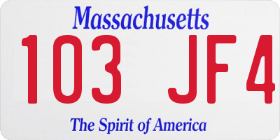 MA license plate 103JF4