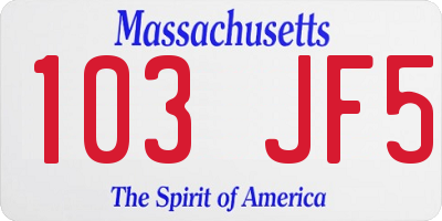 MA license plate 103JF5