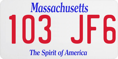 MA license plate 103JF6