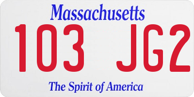 MA license plate 103JG2