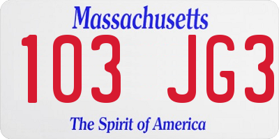 MA license plate 103JG3
