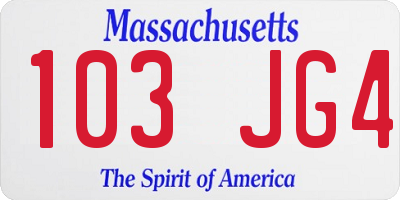 MA license plate 103JG4