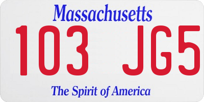 MA license plate 103JG5