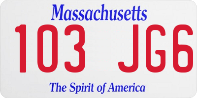 MA license plate 103JG6