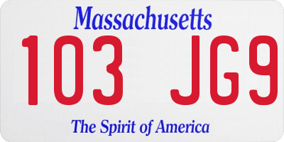 MA license plate 103JG9