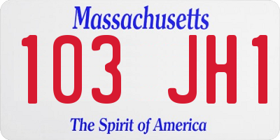 MA license plate 103JH1