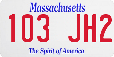 MA license plate 103JH2