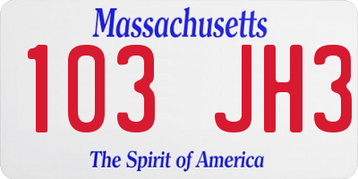 MA license plate 103JH3