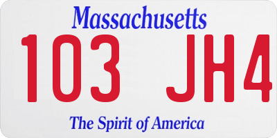 MA license plate 103JH4