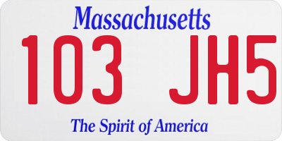 MA license plate 103JH5