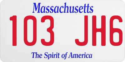 MA license plate 103JH6