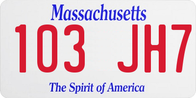 MA license plate 103JH7