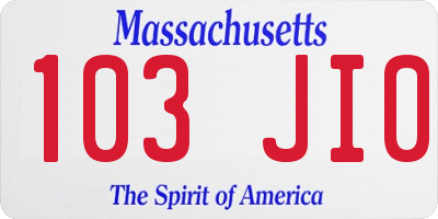 MA license plate 103JI0