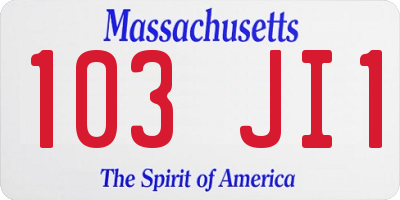 MA license plate 103JI1