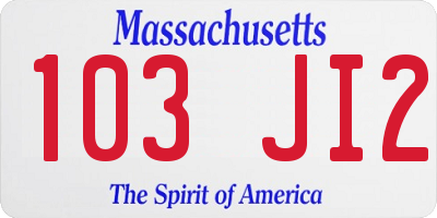 MA license plate 103JI2