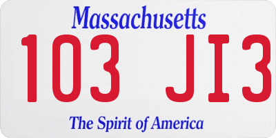 MA license plate 103JI3