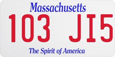 MA license plate 103JI5