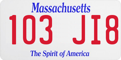 MA license plate 103JI8