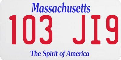 MA license plate 103JI9
