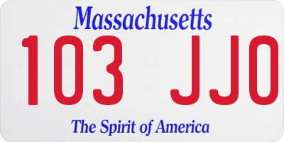 MA license plate 103JJ0