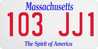 MA license plate 103JJ1