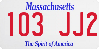 MA license plate 103JJ2