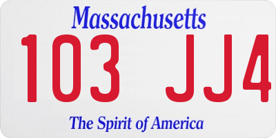 MA license plate 103JJ4