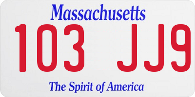 MA license plate 103JJ9
