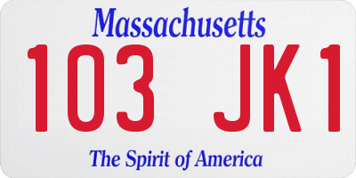 MA license plate 103JK1