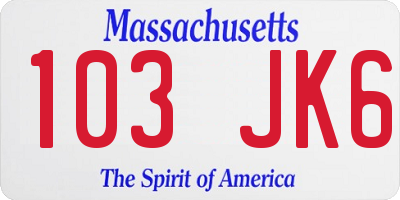 MA license plate 103JK6