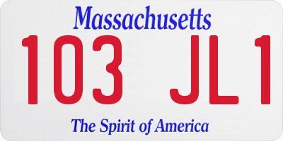 MA license plate 103JL1