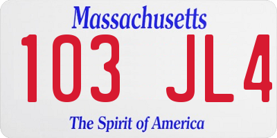 MA license plate 103JL4