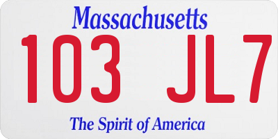 MA license plate 103JL7