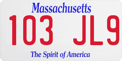 MA license plate 103JL9