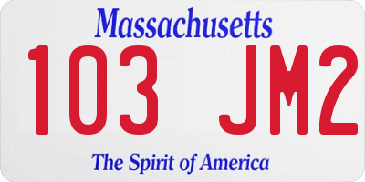 MA license plate 103JM2