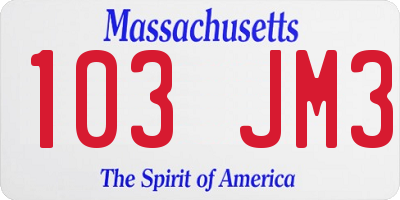 MA license plate 103JM3