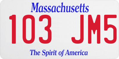 MA license plate 103JM5