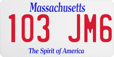 MA license plate 103JM6