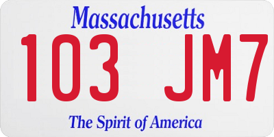 MA license plate 103JM7