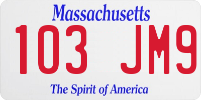 MA license plate 103JM9