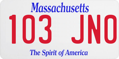 MA license plate 103JN0