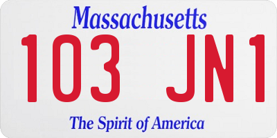 MA license plate 103JN1