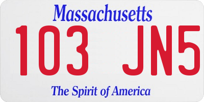 MA license plate 103JN5