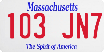 MA license plate 103JN7