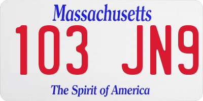 MA license plate 103JN9