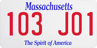MA license plate 103JO1