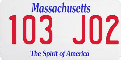 MA license plate 103JO2