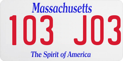 MA license plate 103JO3