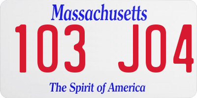 MA license plate 103JO4