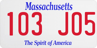 MA license plate 103JO5